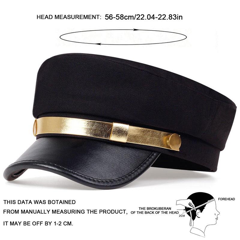 Unisex Leather Eaves Military Hats Flat Top Baseball Caps for Women Outdoor Sports Cadet Sunscreen Hat Cap