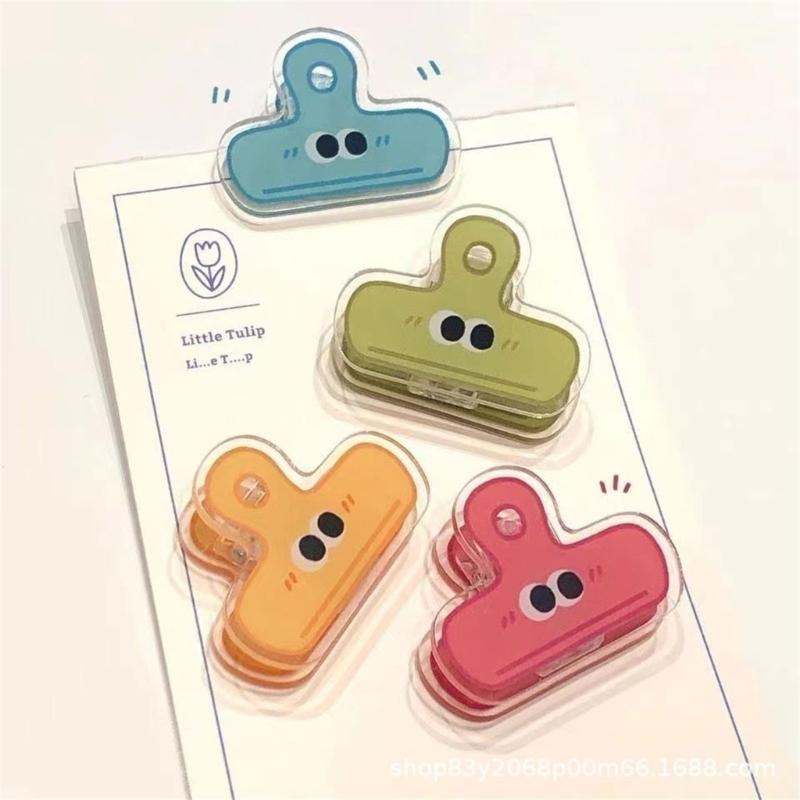 Cartoon Big Eye Acrylic Paper Clip Acrylic Paper Clamp for Food Bag Photo File Receipt Drawing Board Kitchen Office Use