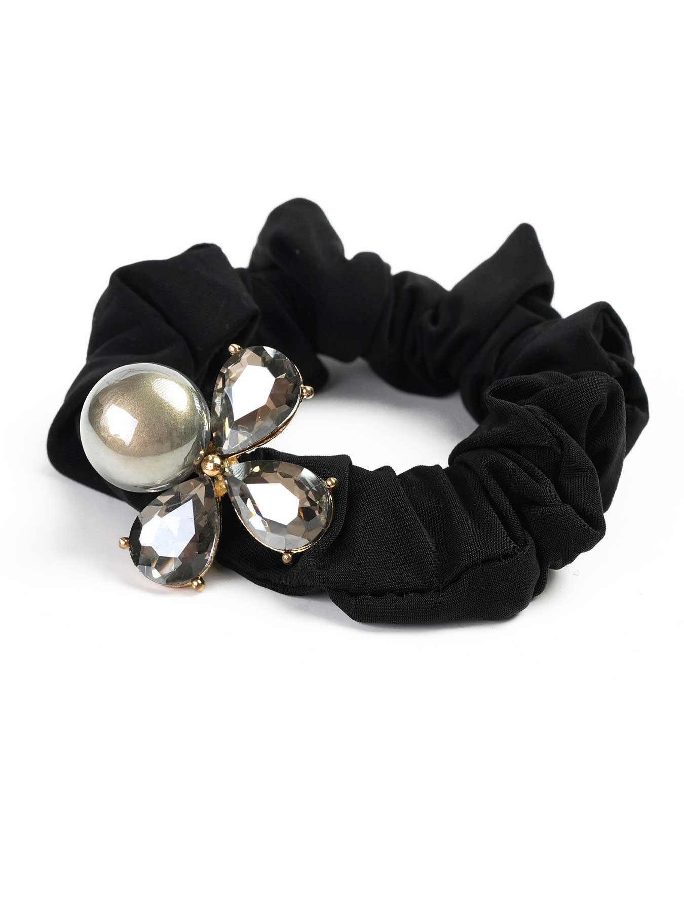 

Original Design Korean-Japanese Style Hair Scrunchie - Elegant Office-Casual Hair Tie, Black Floral Hair Rope, Fresh Fashion Hair Accessory чёрный