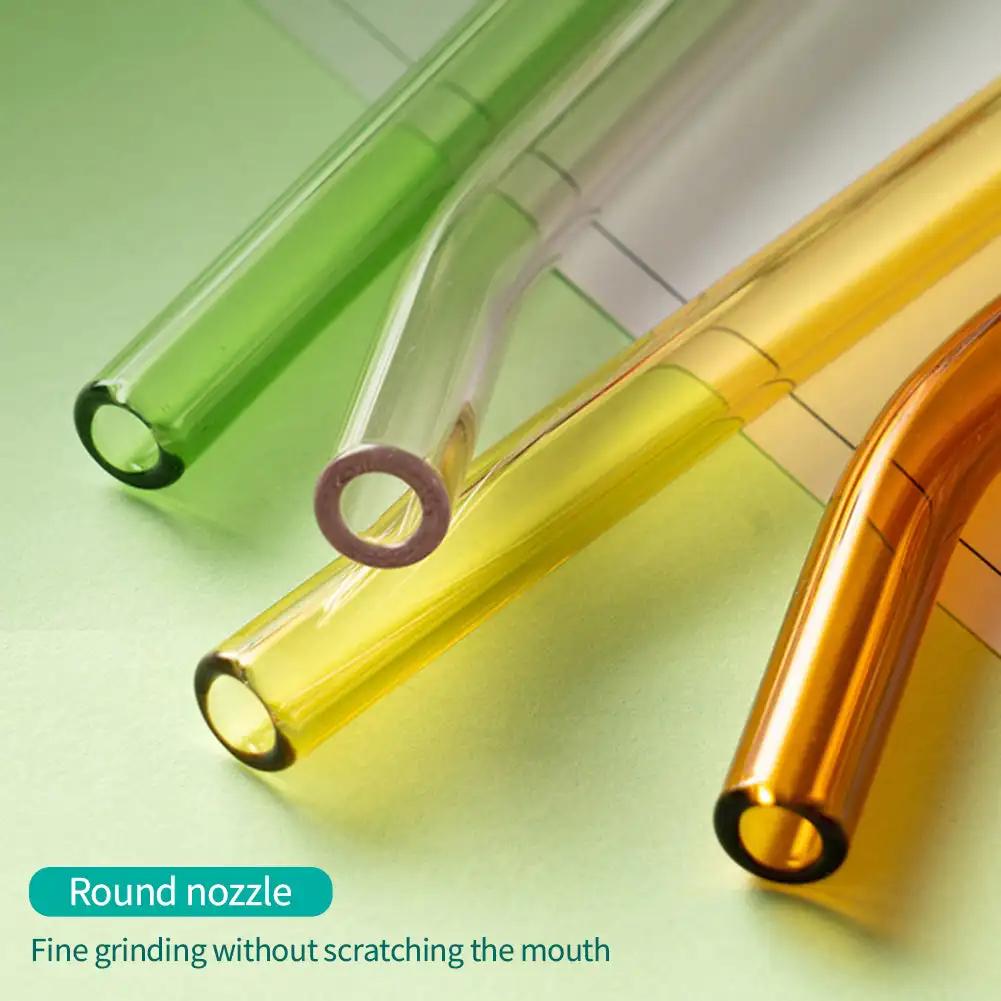7PCS Reusable Transparent Glass Straws Eco Friendly Heat Resistant High Borosilicate Drinking for Juice Milk Coffee Bar Drinks
