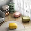 Creative Jelly Bean Stool Household Leather Ottoman Living Room Sofa Pedal Modern Doorway Shoe Stool Stylish Footrest