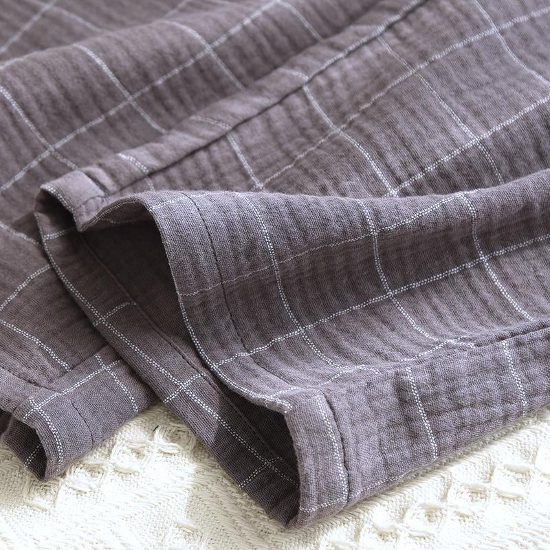 Pánské klasické kostkované pyžamo: Čistá bavlna, Dlouhý rukáv, Lehký krep, Klopa, Volný střih, na jaro a podzim