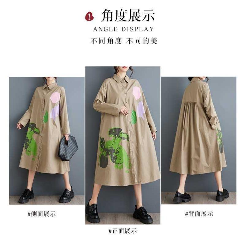 Plus Size Printed Splicing Casual Simple Sweetheart Long Sleeve Dresses