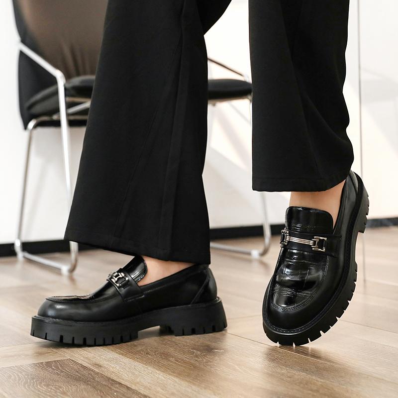 Classic Black Business Loafers Men Slip On Men's Leather Shoes Comfortable Platform Man Dress Shoes Zapatos De Vestir Hombre