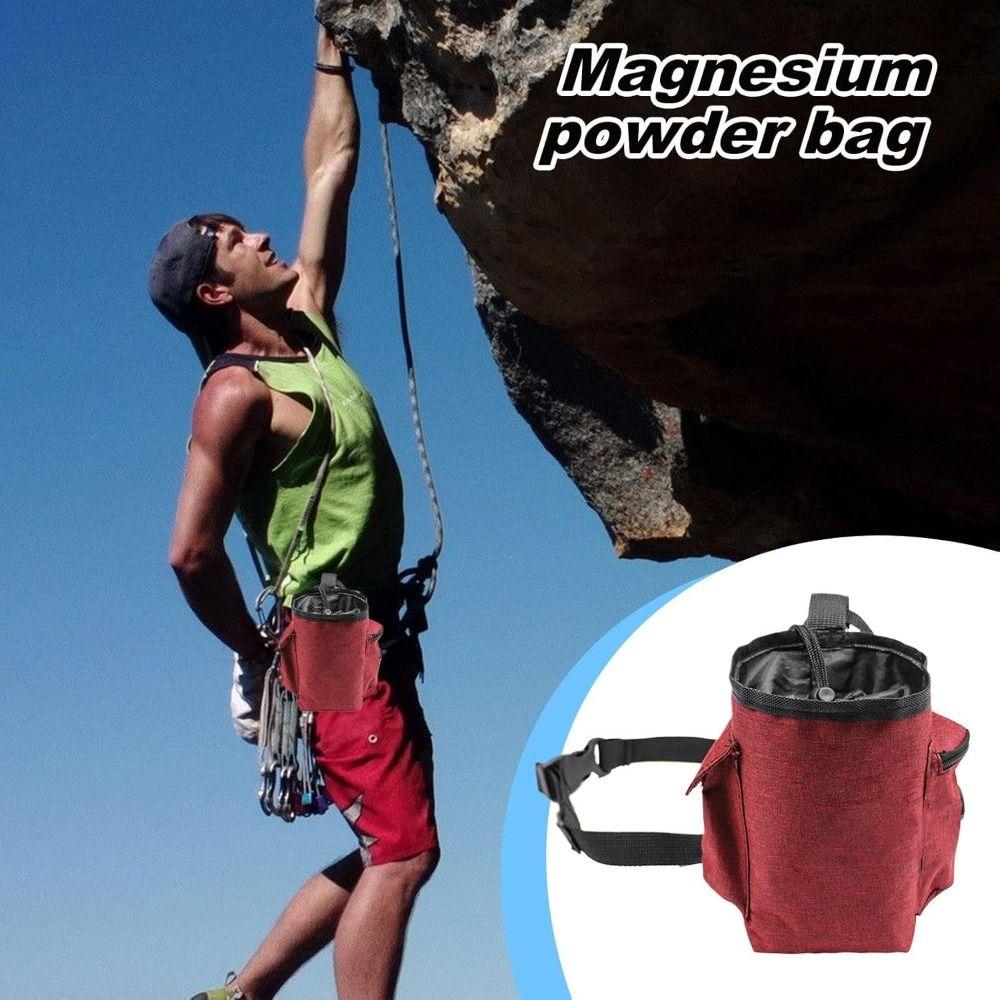 Oxford Cloth Chalk Bag Bucket with Adjustable Durable Rock Climbing Chalk Pouch Waist Belt and Zippered