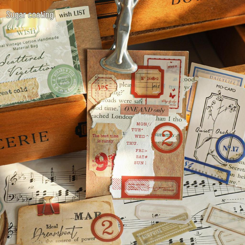 Love Label Retro PET Waterproof Stickers: Sugar Poetry Box for Diaries - 4 Types