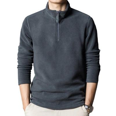 Herren Sweatshirt Einfarbig Langarm Reißverschluss Stehkragen Pullover Top Dicker Polarfleece Nackenschutz Mittellanges Herren Top