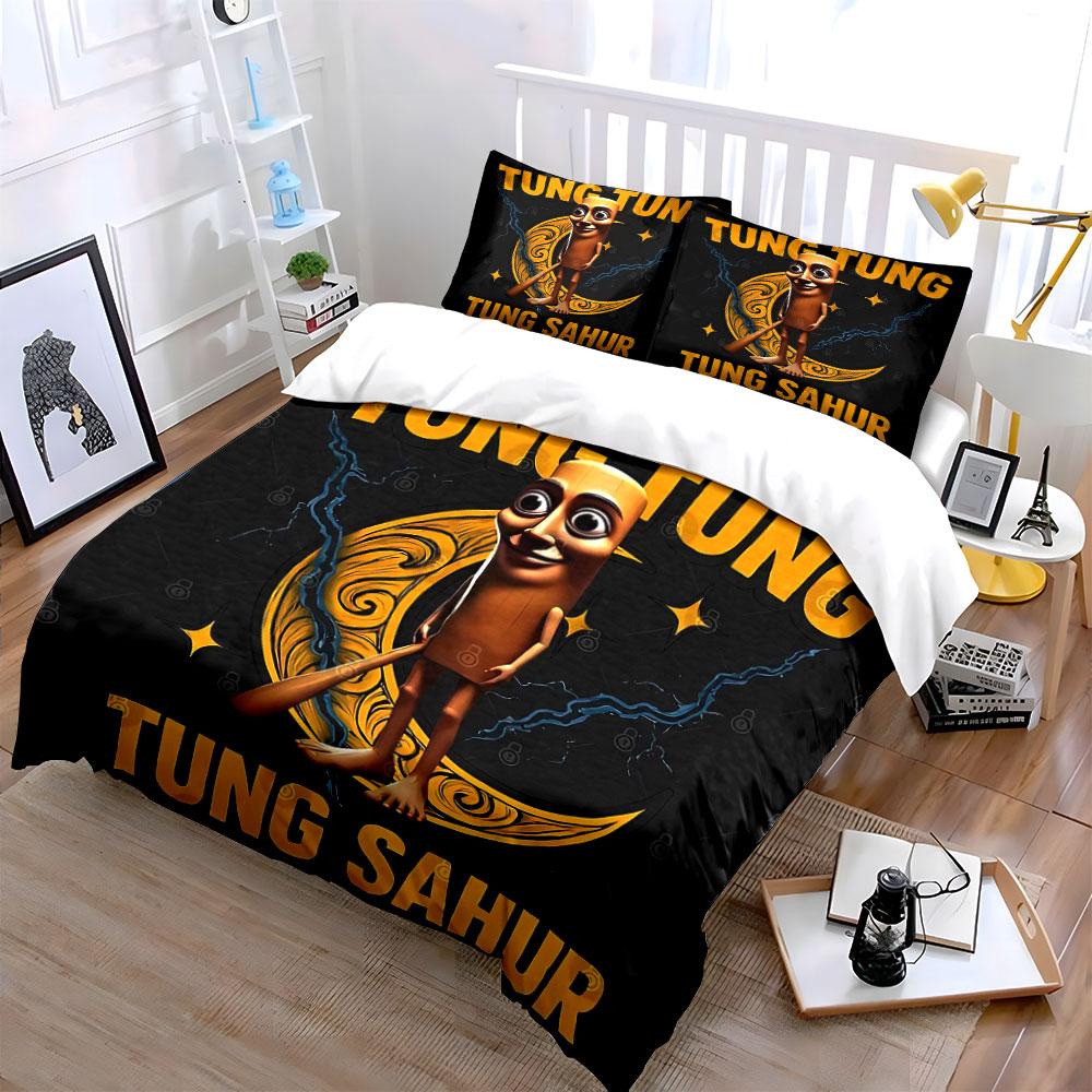 Funny Moonlight Cartoon Decor Set Soft Comfortable Duvet Cover Bedding Set Included 1*Duvet Cover & 2*Pillowcases, Gift