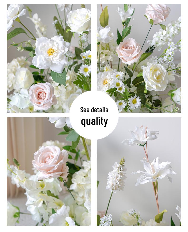 White Wedding Floral Art Wall Hanging Decoration - Artificial Flowers for Outdoor Event and Ceremony Background Arrangement