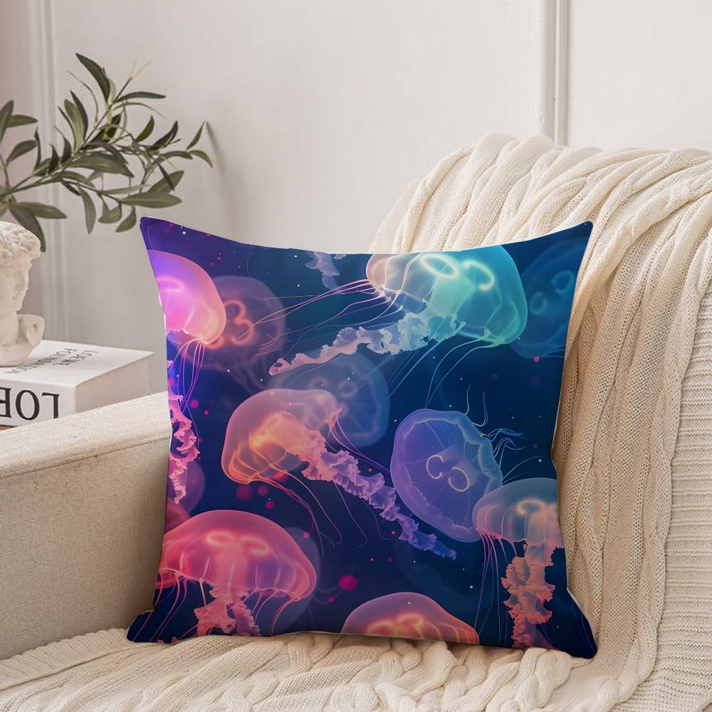 Beautiful Marine Life Jellyfish Pillow Case Home Decor Throw For Sofa Bed Car Room Decor Gift Idea