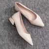 Pointed Single Shoes Women's 2025 Tooling Work Leather Shoes Thick Heel Not Tired Feet Women's Shoes Soft Sole Professional Work Shoes Women's Black