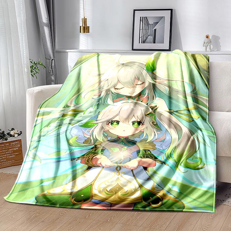 1pc Blanket Genshin Impact characters5 Print Design, Lightweight Blanket for Sofa, Bed- Soft &Warm, Gift for All Seasons like Christmas, Halloween
