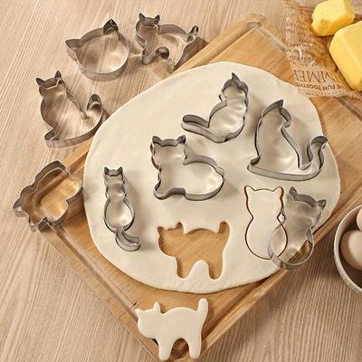 Set di 5/9 Pezzi Tagliabiscotti Gatto 3D in Acciaio Inossidabile Forme Carine di Gatto per Biscotti Dolci Torte e Cioccolatini Strumenti per Feste e Cottura
