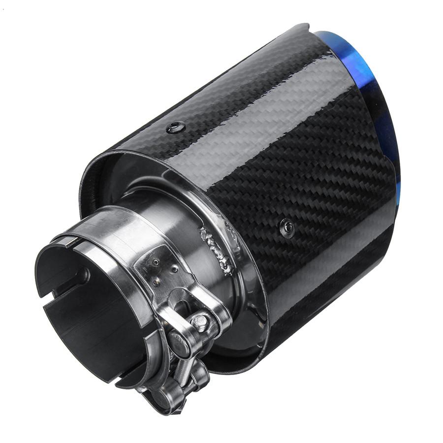 63mm-89mm Glossy Carbon Fiber Exhaust Tips Universal Car Exhaust Pipe Blue