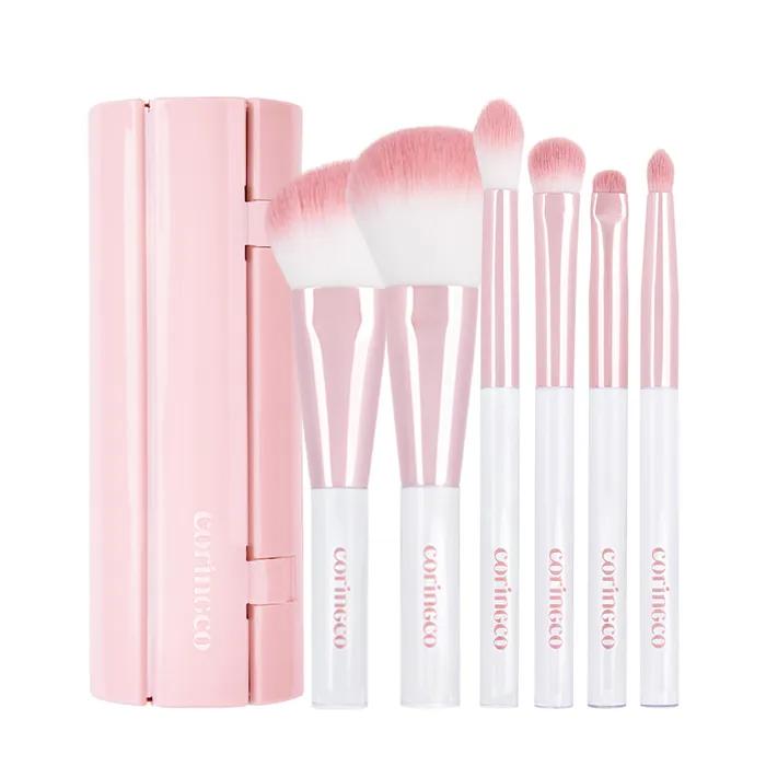 Set Pennelli Make-up Arrotolabile Rosa 6pz