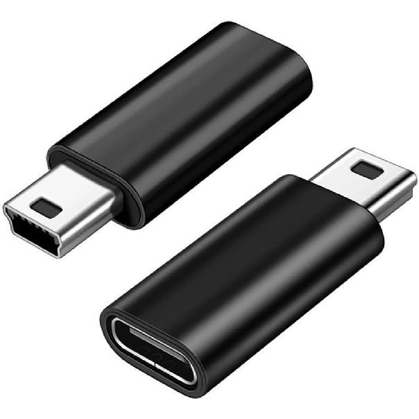 USB C to Mini USB Adapter 2 Pack, USB Type C Female to Mini USB 2.0 Type-B Male Adapter, Support Charging and Data Transfer, Compatible Digital
