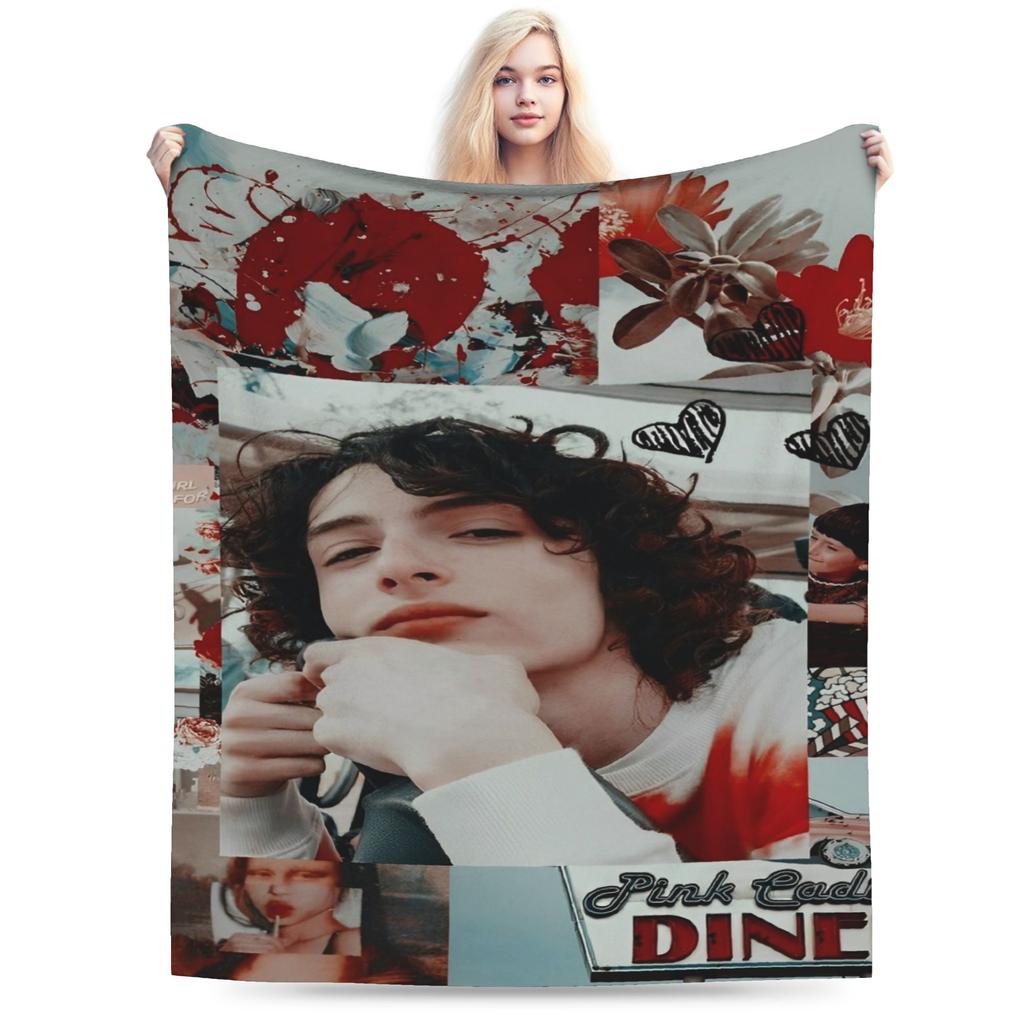 Finn Wolfhard Flanelldecke Winter Musiker Warm Weich Überwurf für Mädchen Jungen Couch Bett Lustige Tagesdecke Sofa Bettbezug