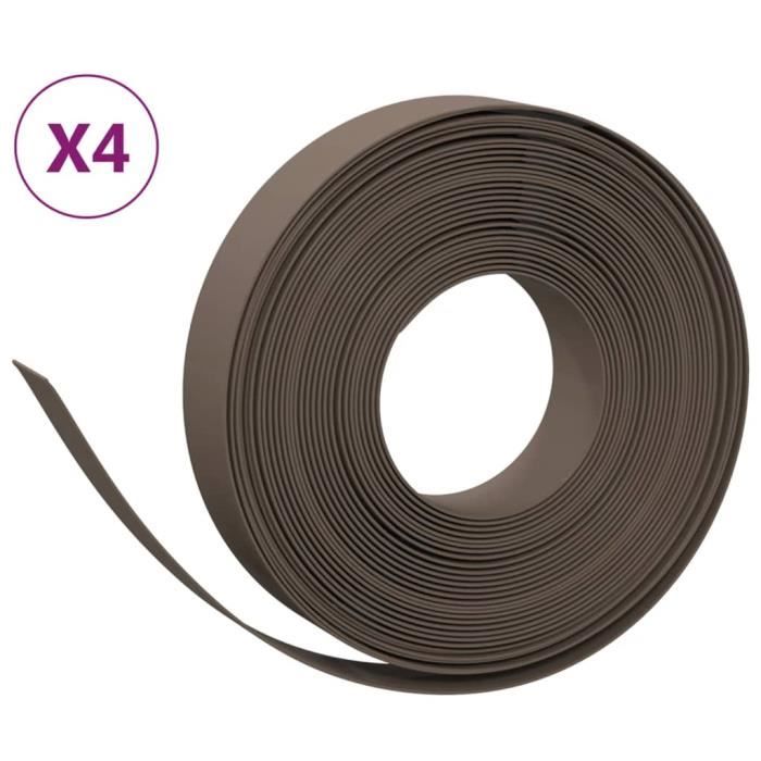 VidaXL Bordures de jardin 4 pcs marron 10 m 10 cm polyéthylène 3155438