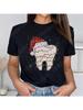 S Fashion Clothing Christmas Teeth Print T-Shirts Summer Casual Loose Round Neck Tee Shirt Ladies Popular Graphic T-Shirts