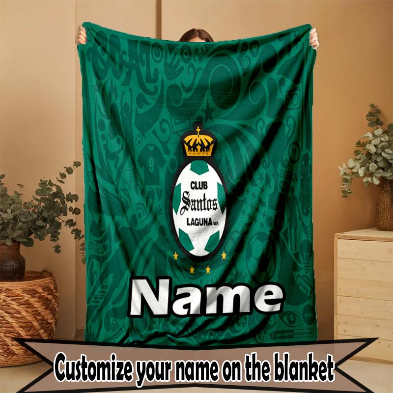 Custom Name Personalized Club Santos Laguna Print Blanket, Home Decor, Bedroom, Sofa, Camping, Couch, Gifts for Birthday ChristmasEnthusiasts