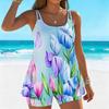 Women's Swimwear Tankini 2 Piece Swimsuit Colorful Butterfly Flowers  Pattern Vacation Bathing Suits