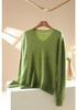 Women's V-Neck Loose Fit Brushed Cashmere Sweater - Autumn/Winter Collection, Seamless Solid Color, Soft and Skin-friendly.