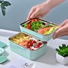 Nerezový dělený bento box na oběd s odnímatelným víkem, studentský, přenosný, velkokapacitní, vzduchotěsná nádoba na oběd
