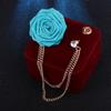 Bridegroom Wedding Brooches Cloth Art Rose Flower Lapel Pin Well-designed Badge Tassel Chain Chest Brooch Fashion Badge