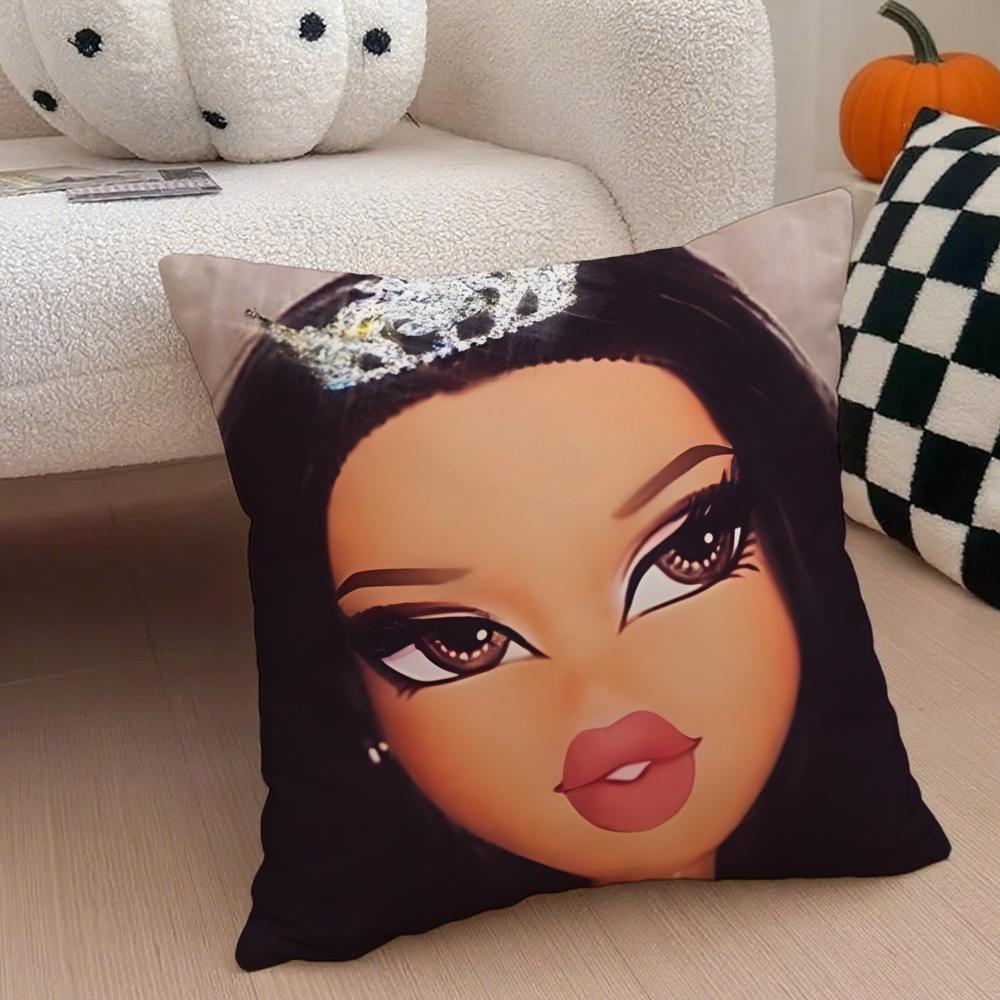 Stylish American Fashion Doll BBratz Cushion Cover Throw Pillow Cover Hidden Button Durable Polyester Chair Cushion