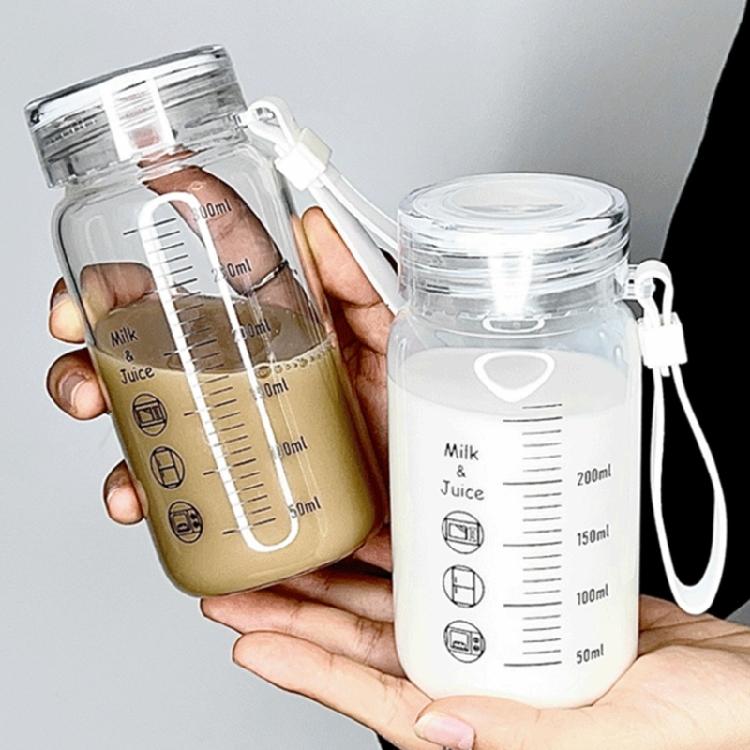 Microwave Safe Glass Bottle 300ml with Cup Sleeve and Lid Heat Resistant Water Container Practical Beverage Drinkware