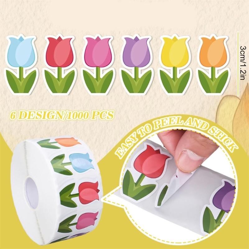 Tulips Sticker Flowers Sticker Scrapbook Sticker Reward Sticker Gift Sticker Decorative Label Sticker for Girl Kids