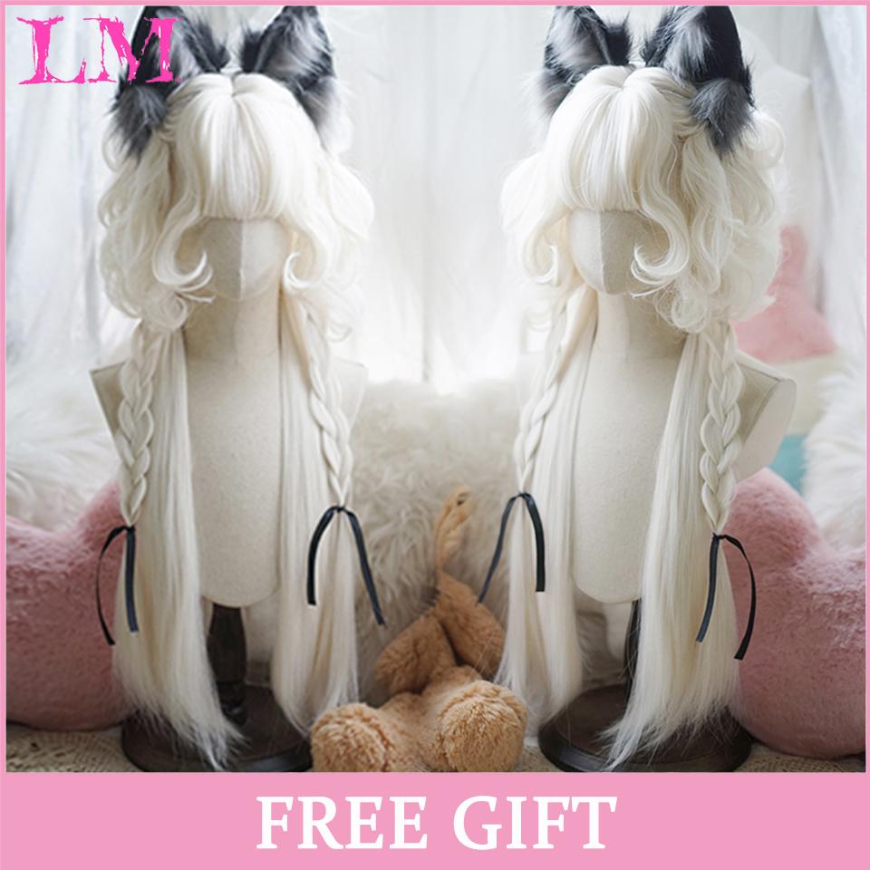 LM Cosplay-Perücke mit Pony, synthetisches glattes Haar, 61 cm lang, hitzebeständig, rosa Perücke für Frauen
