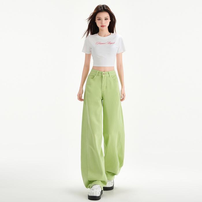 Женские весенние мешковатые джинсы с широкими штанинами Женские весенние и летние узкие прямые брюки Женские весенние S