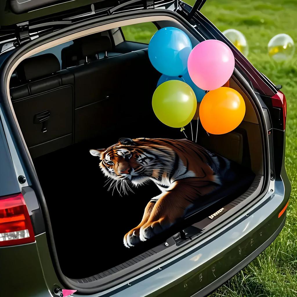 1Pcs Lying Tiger Pattern Car Trunk Mat with Anti Slip Cargo Liner Waterproof Rear Storage Protector Floor Mat for SUV Sedan Vehi