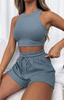 2026 New Summer Sleeveless Waffle Knit 2-Piece Set Women's Solid Color Vest Casual Short Outfit Breathable Comfortable Lounge Wear