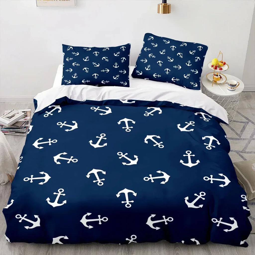 Luxury New 3D Print New Nautical Ocean Anchor Bedding Sets Ocean Spirit Duvet Cover King Queen Single Bed Linen  Teens Boys Gift