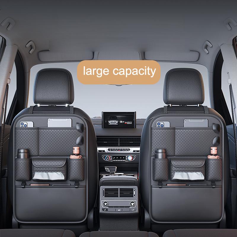Car Seat Back leather Organizer High-Capacity Multi-functional Multi-Pocket Backseat Storage Bag Wear-Resistant Anti Kick Mat