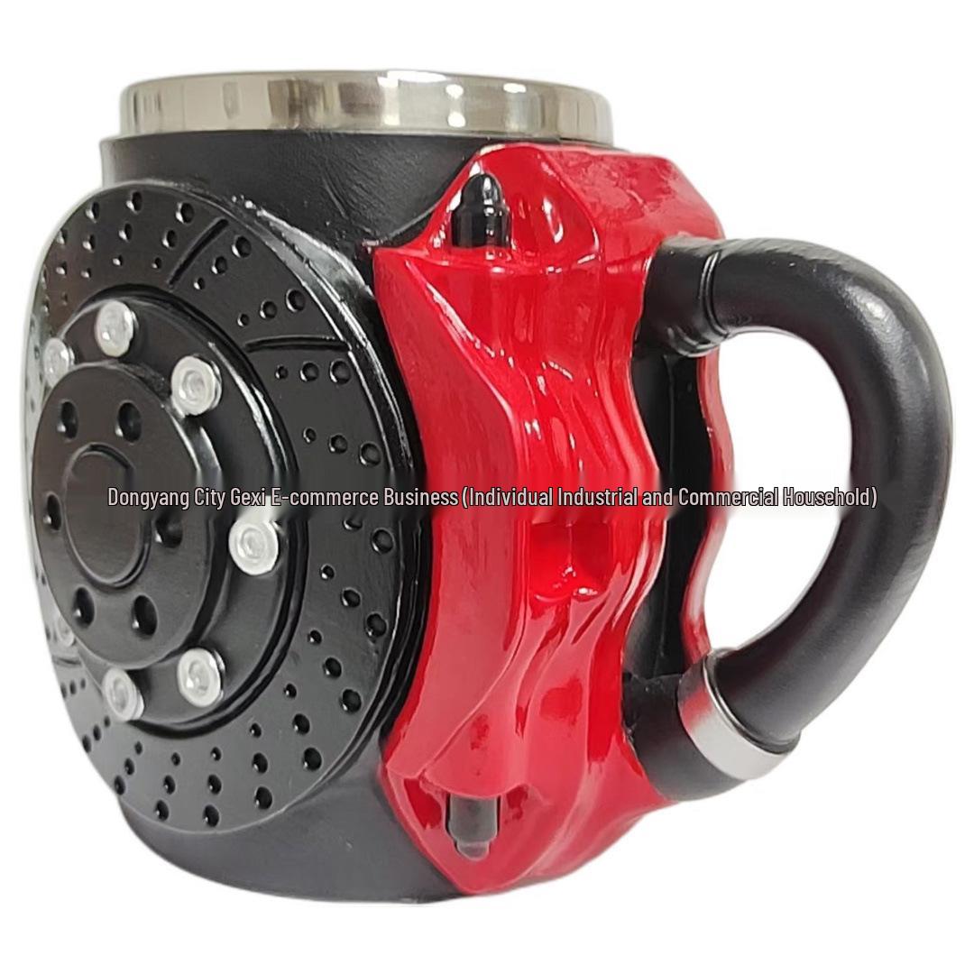 3D Creative Embossed Brake Disc Mug Red