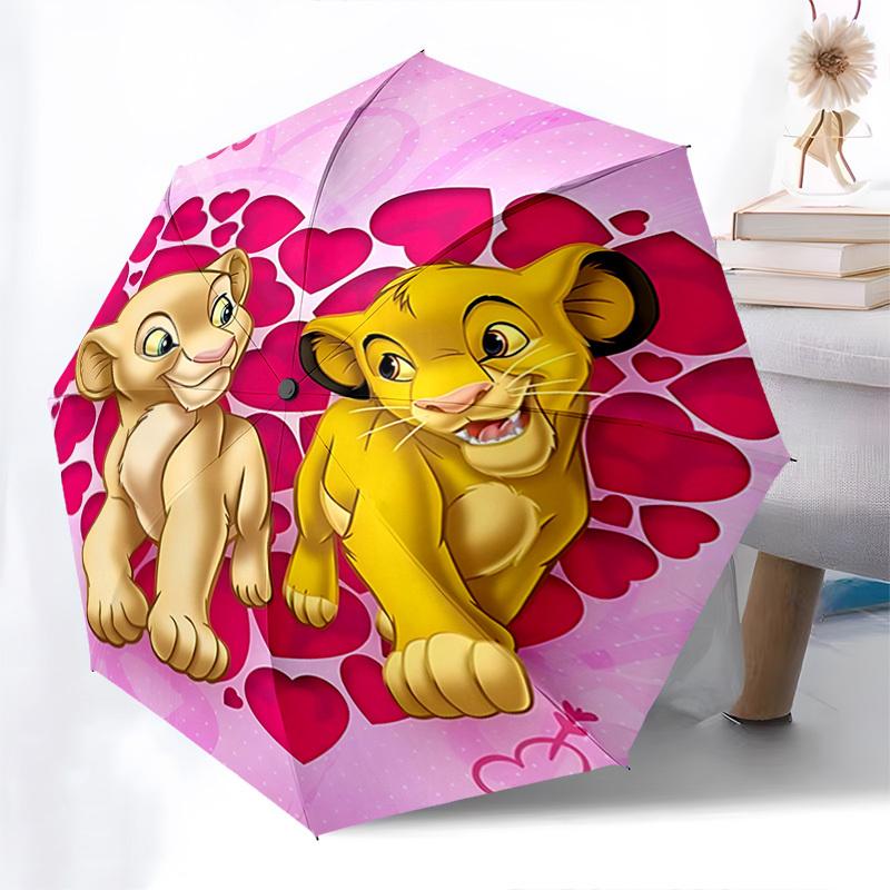 Lion King, Valentine's Day Themed Automatic Opening and Closing Umbrella, Brightly Colored 8-rib Portable Umbrella, Suitable for Men and Women, A Perf