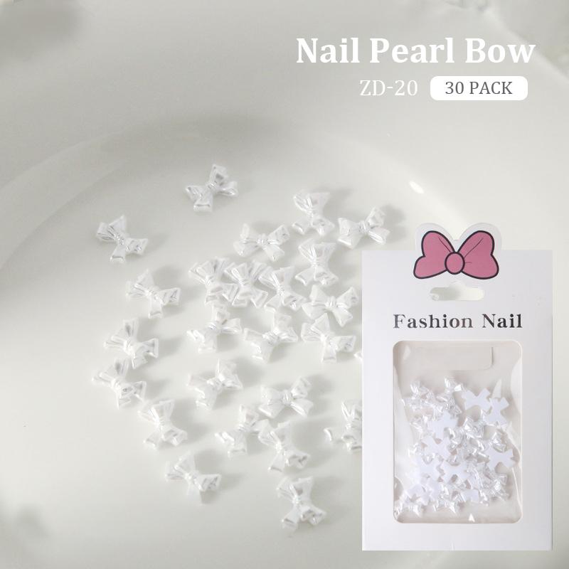 30 Pcs Nail Art Jewelry White Pearlescent Butterfly Jewelry 3D Nail Art Decoration Accessories Supplies For Diy Manicure Design