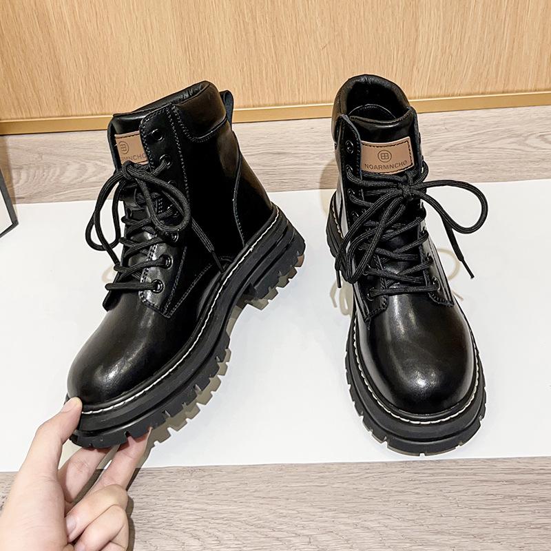 Fried Street Big Yellow Boots Women's 2025 New Platform British Martin Boots Women's Leather Retro Versatile Mountaineering Boots