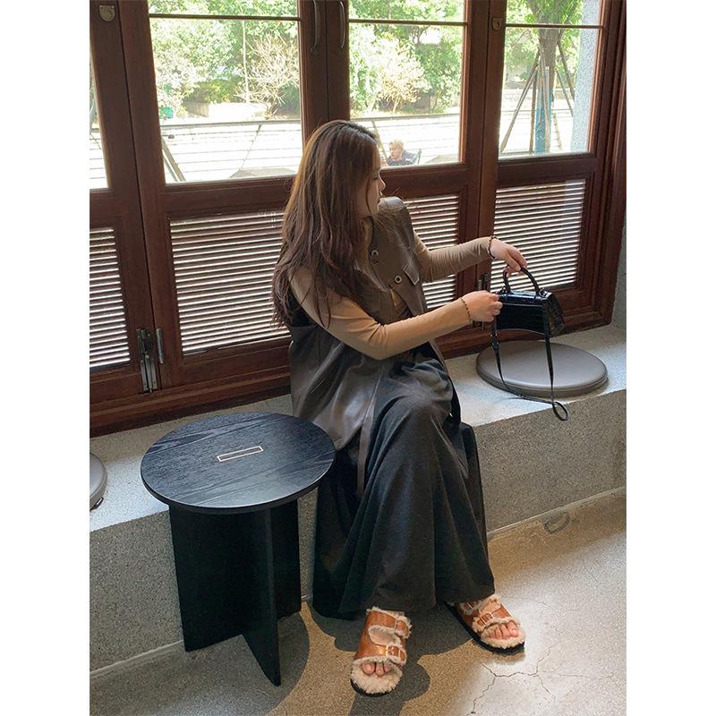 Korean Style Women's PU Leather Vest: Oversized, Sleeveless with Irregular Hem for Fall 2024.