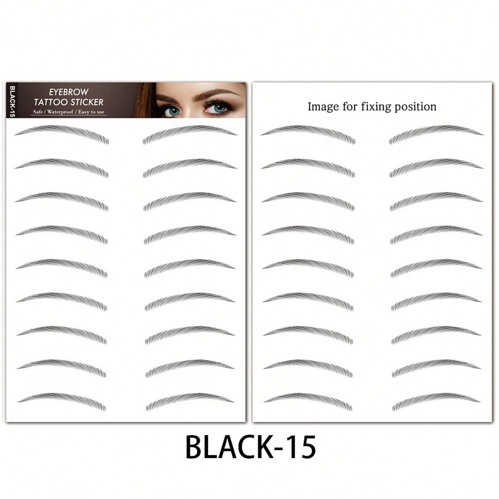 1 Sheet 6D Natural Black Brown Eyebrow Tattoo Sticker, Waterproof And Sweatproof Party Prom Dress Up Quick Makeup Disposable Temporary Eyebrow Tattoo