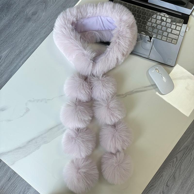New Magnetic Imitation Fox Versatile Scarf, Women's Autumn and Winter Korean Version Light Luxury Shawl, Plush Hairball Temperament
