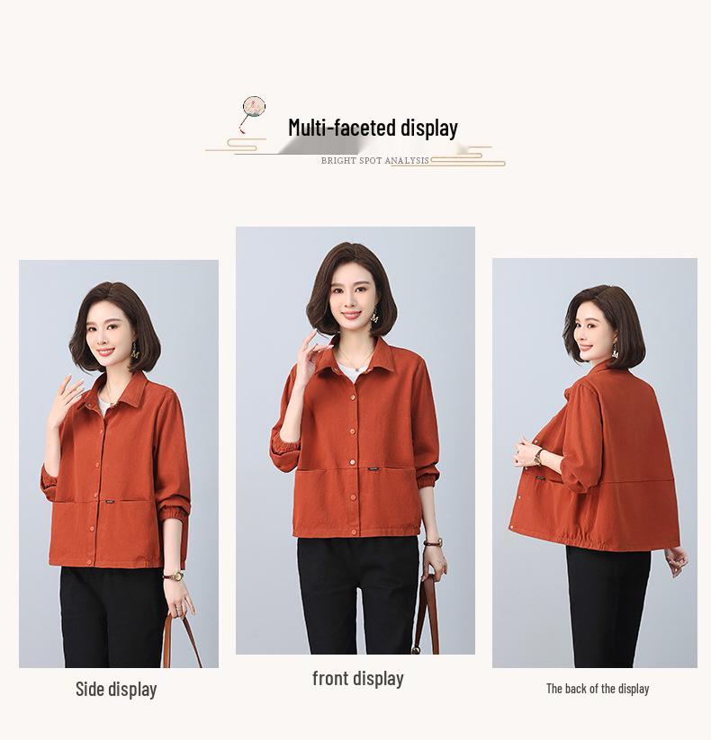 Petite Women's Pure Cotton Short Jacket - High-End Spring & Fall 2024 Fashion for Middle-Aged Mothers.