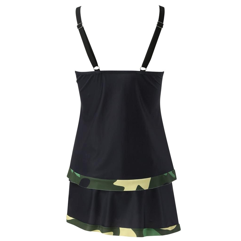 Damen-Badeanzug mit bedrucktem Panel, geteilt, flacher Winkel, großer Badeanzug