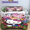 3pcs Flowers and Butterflies Hello Kitty Pattern Bedding Three-Piece Set (1 Cover + 2 Pillowcases, No Fillings),  Soft and Comfortable S021