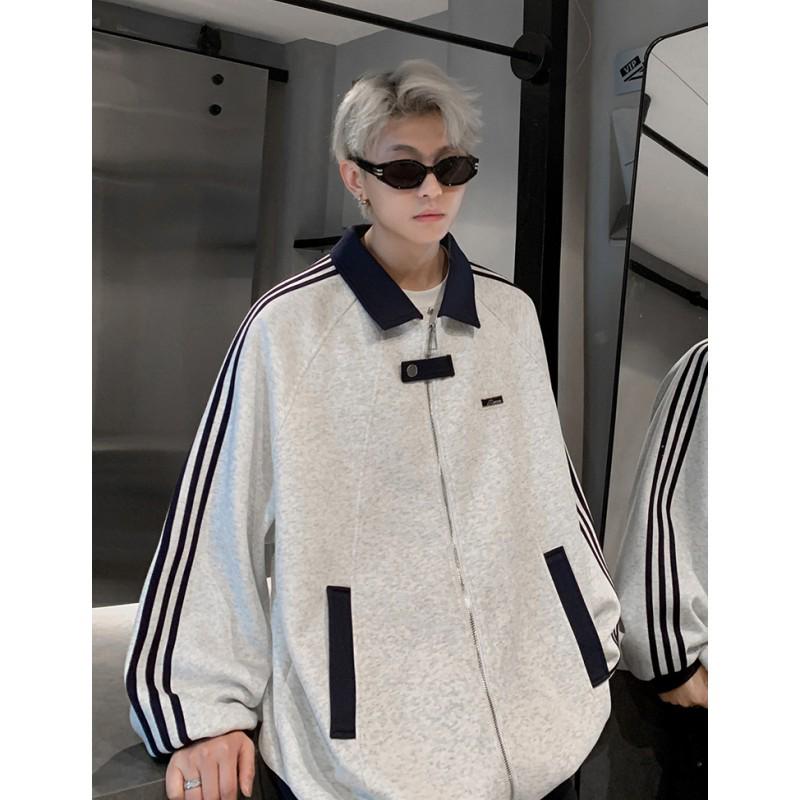 Men's American Patchwork Jacket - Autumn Trendy, Versatile College Style, Handsomely Rebellious Striped Baseball Coat