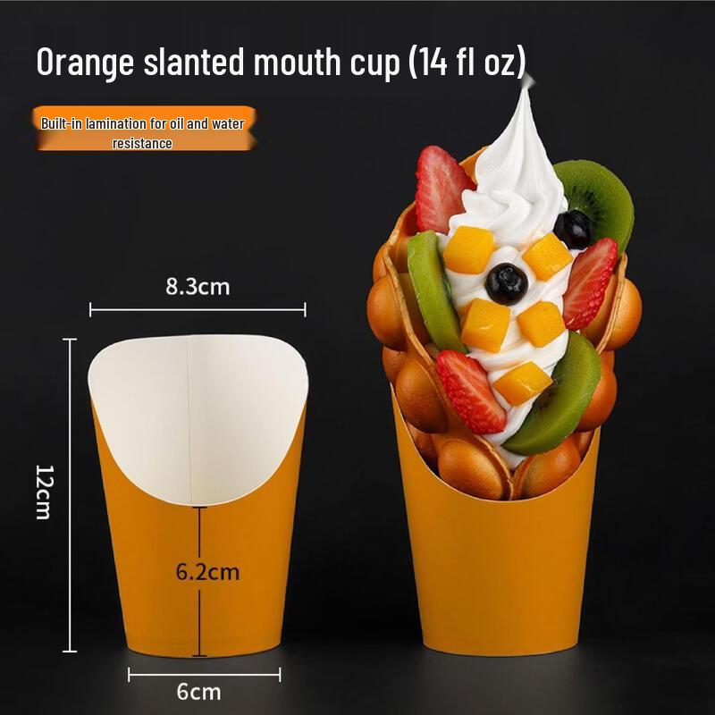 

Kraft Paper Slant Cups for Egg Waffles and Fries