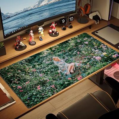 Flower Garden Lace Solid Color Mouse Pad Large Gaming Table Cushion Non-slip Laptop Tablet Big Mousepad XXL Mat Mini PC Playmat With Lock Edge